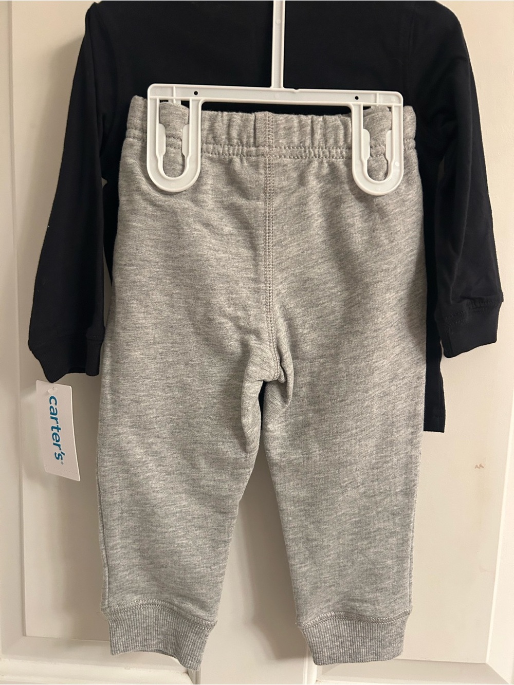 NWT-Carter's Black Halloween Dino Long Sleeve Tee With Gray Sweatpants - Picture 6 of 9